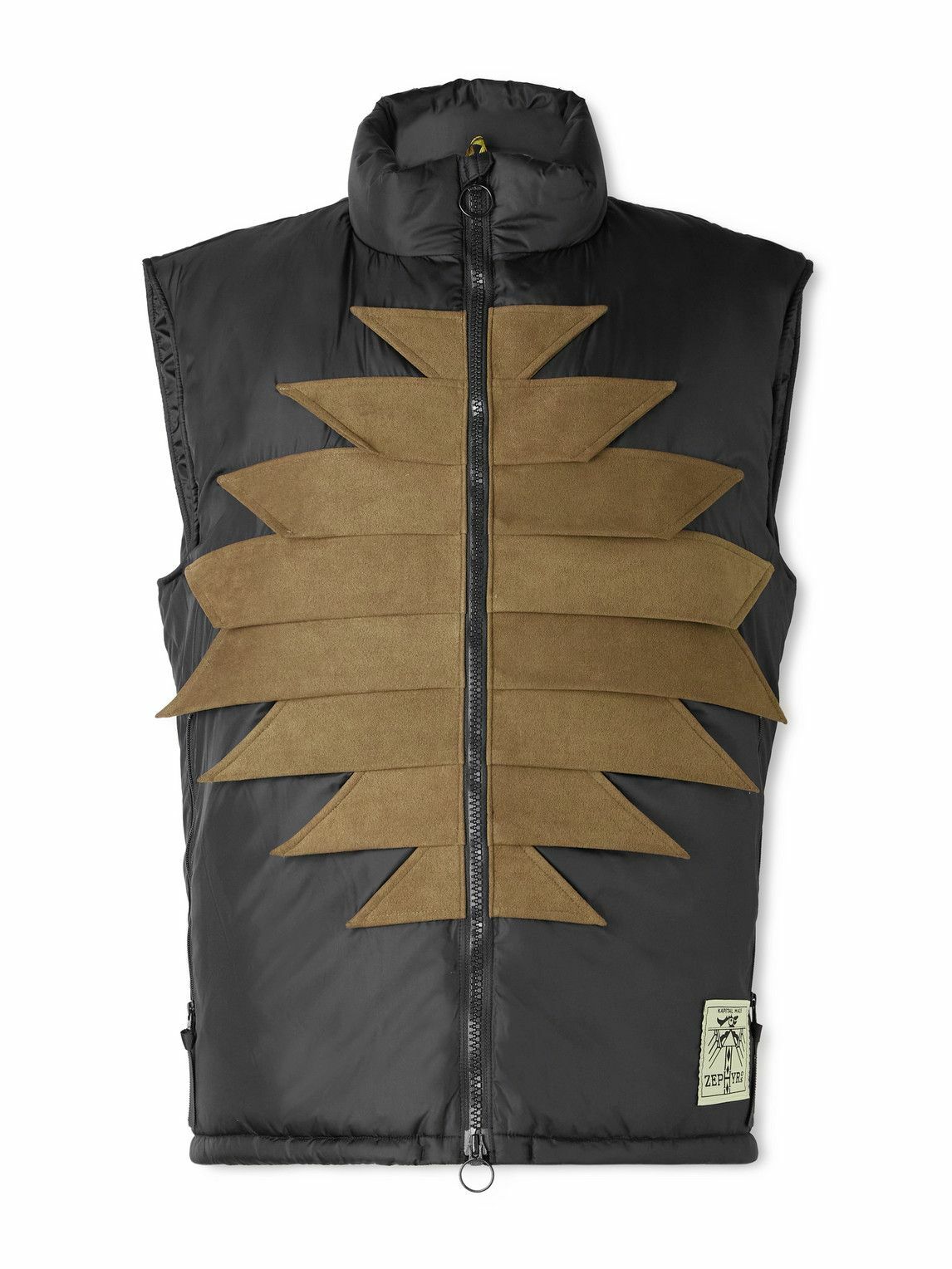 KAPITAL - Zepher Suede-Trimmed Shell Gilet - Black
