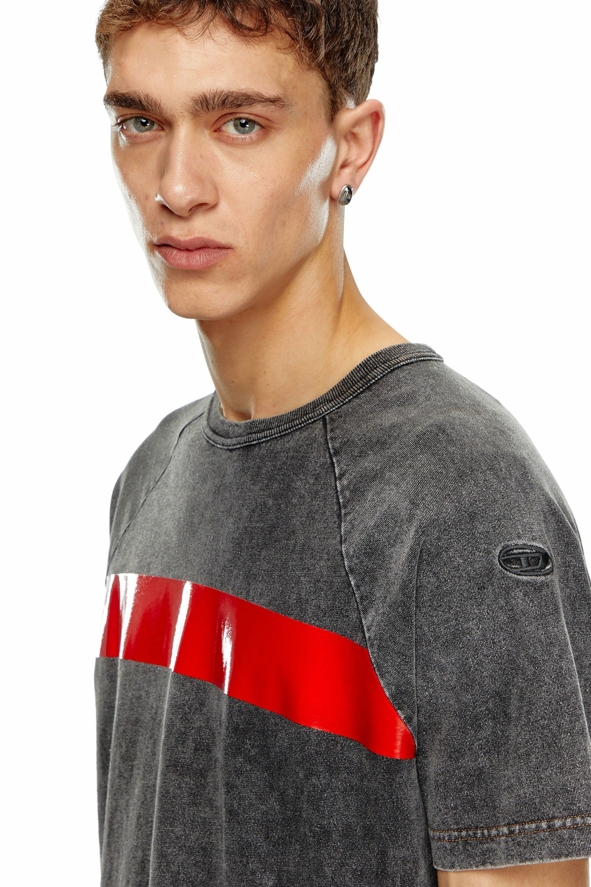 Diesel Marble-effect T-shirt with glossy band - T-Shirts