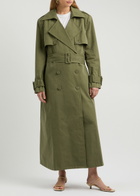 Aexae Double-breasted Cotton Trench Coat Khaki