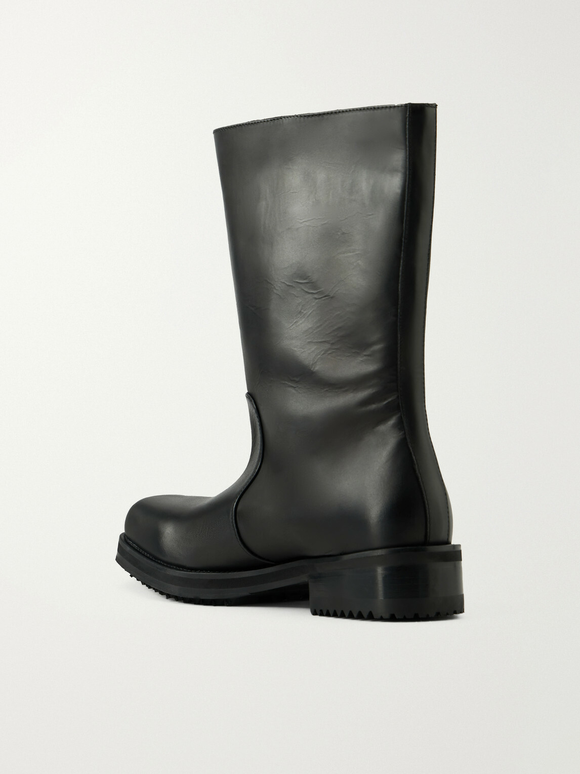 424 - Straight Leather Biker Boots - Black