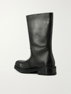 424 - Straight Leather Biker Boots - Black