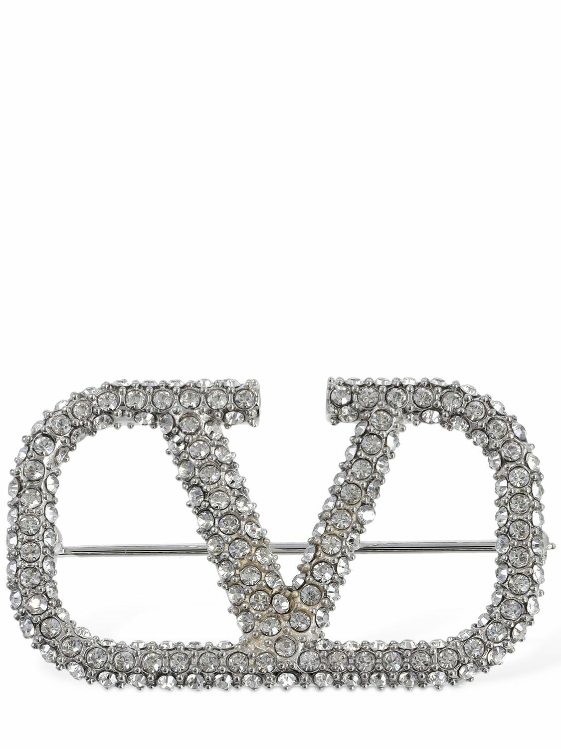 VALENTINO Vロゴ シグネチャー クリスタル ブローチ Valentino