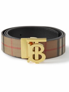 Burberry - 3.5cm Reversible Checked E-Canvas and Leather Belt - Neutrals