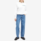 Sporty & Rich Agassi Crew Sweat in White/Washed Hydrangea