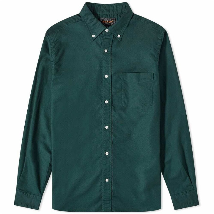 Photo: Beams Plus Men's Button Down Solid Oxford in Green