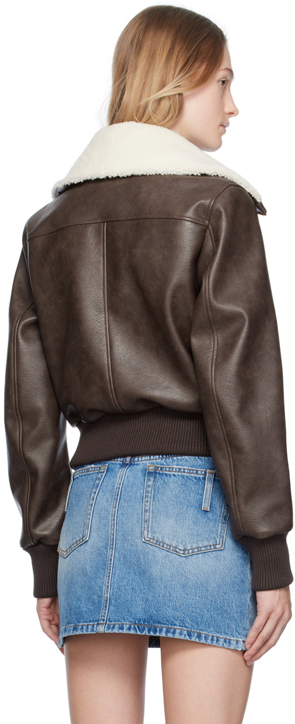 Dolce & Gabbana Brown Faded Faux-Leather Jacket