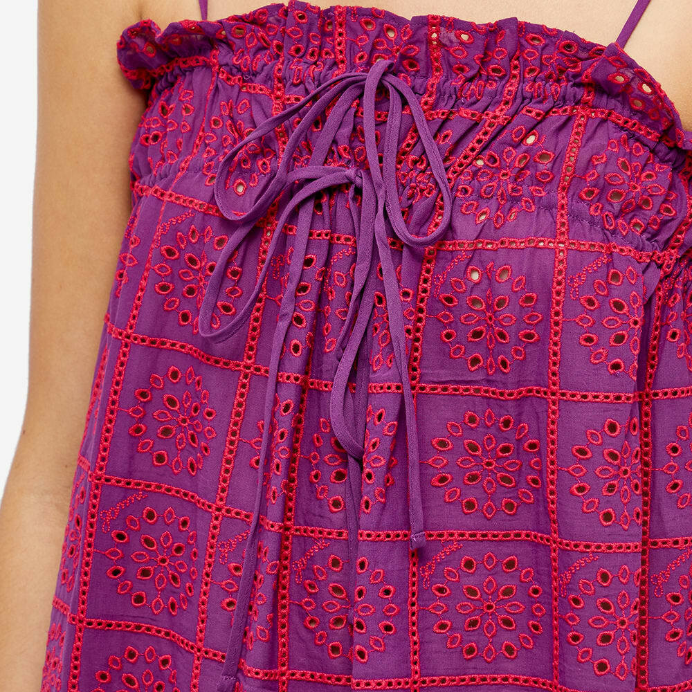 ganni broderie anglaise dress pink Ganni broderie anglaise maxi dress