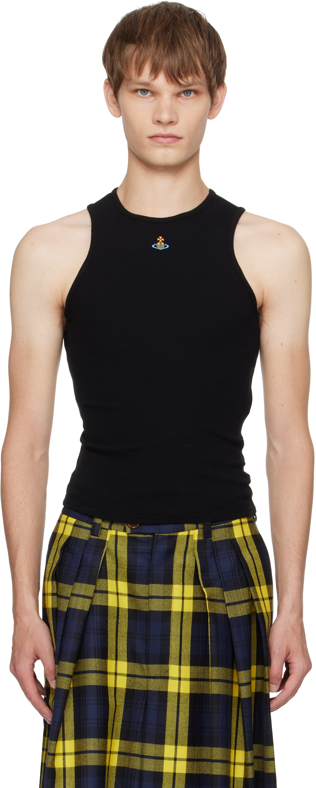Vivienne Westwood Black Intarsia Pixel Orb Tank Top Vivienne
