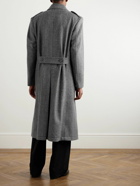 TOM FORD - Double-Breasted Herringbone Virgin Wool Coat - Gray