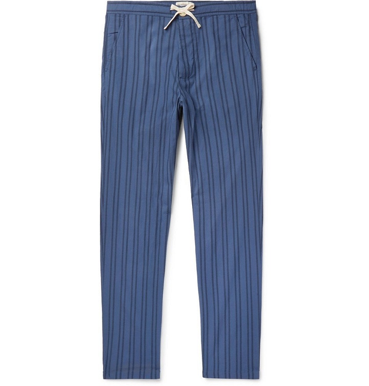 Photo: Oliver Spencer Loungewear - Medway Striped Organic Cotton Pyjama Trousers - Blue