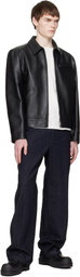 Jil Sander Black Blouson Leather Jacket