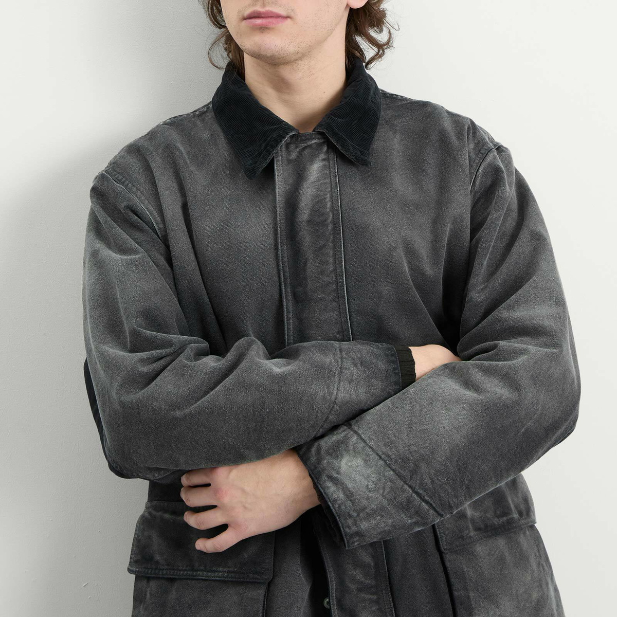 Auralee Men's Duck Jacket in Faded Black Auralee