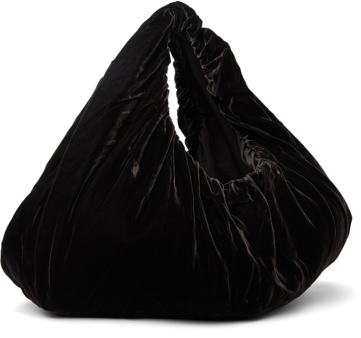 AMOMENTO Brown Velvet Shirring Tote