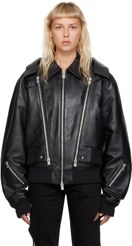 Photo: HELIOT EMIL Black Niveous Leather Jacket