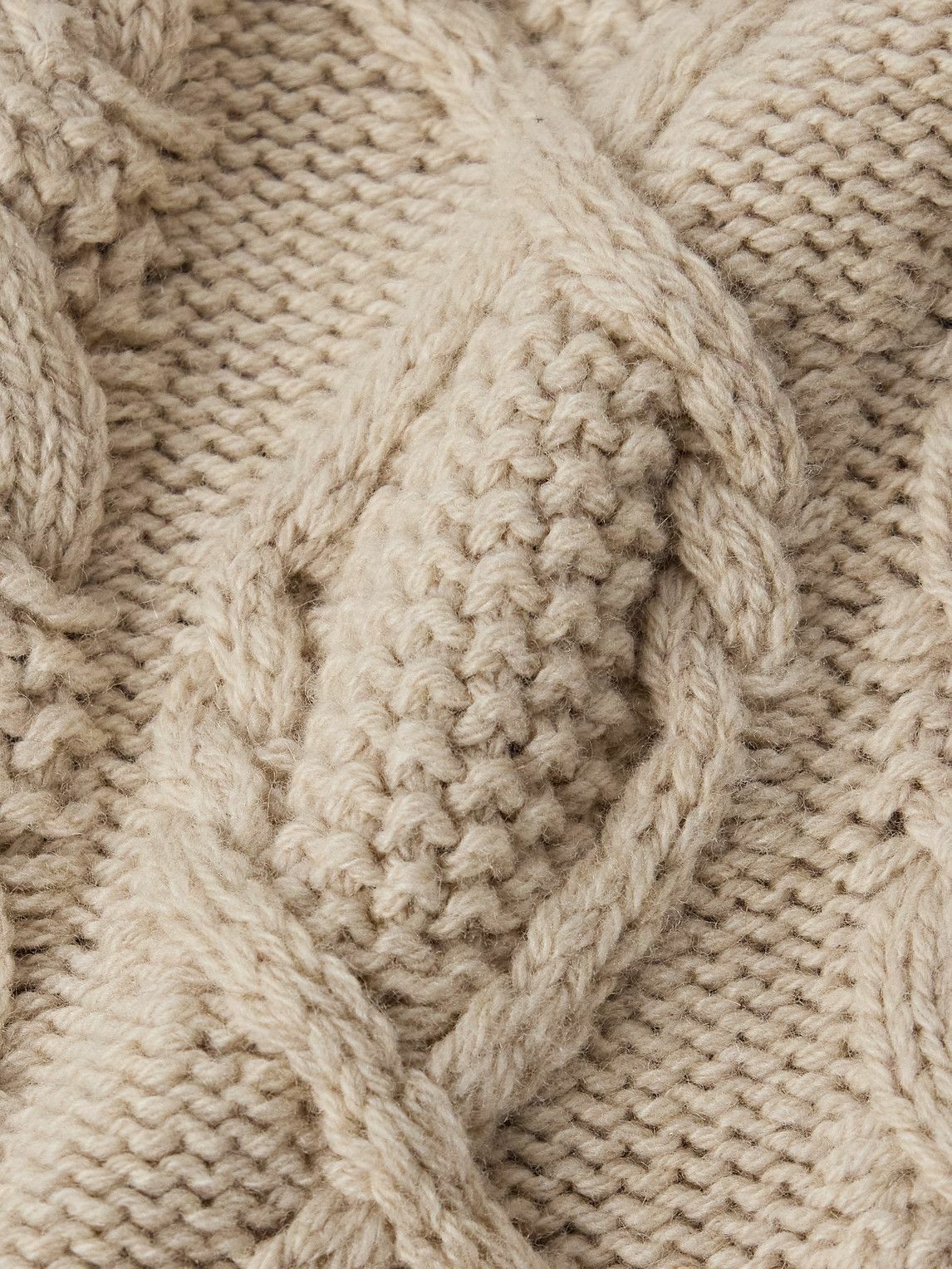 Anderson & Sheppard - Cable-Knit Wool and Cashmere-Blend Rollneck Sweater - Neutrals