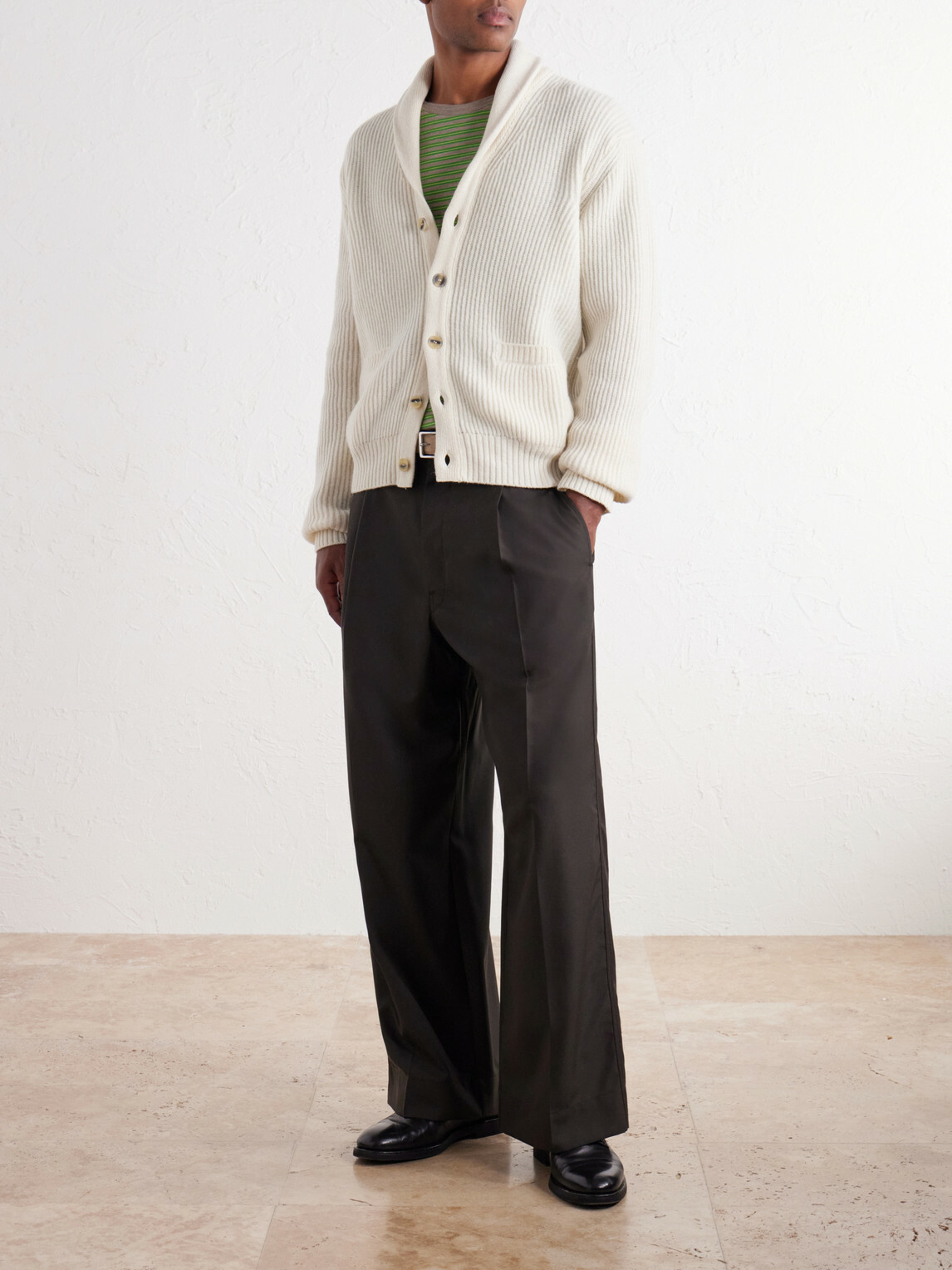 Altea - Ribbed Virgin Wool Cardigan - Neutrals