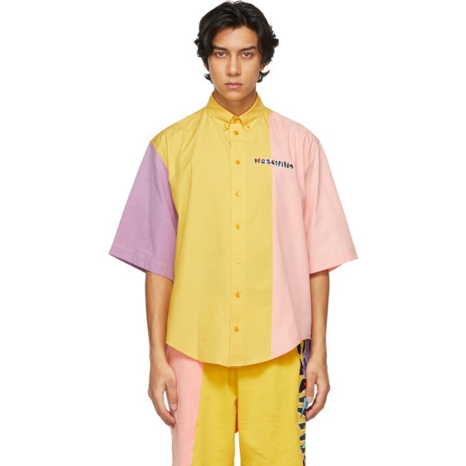 Photo: Moschino Multicolor Colorblock Geometric Logo Short Sleeve Shirt