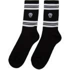 Alexander McQueen Black and White Glittered Stripe Skull Sport Socks