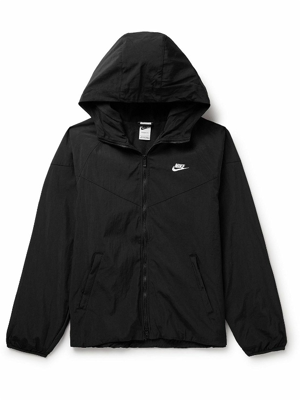 Photo: Nike - Sportswear Windrunner Logo-Embroidered Therma-FIT Hooded Jacket - Black