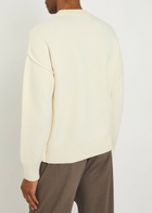 Ami Paris Logo-intarsia Wool Jumper Cream
