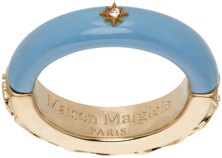 Maison Margiela Gold & Blue Enamel Ring Maison Margiela