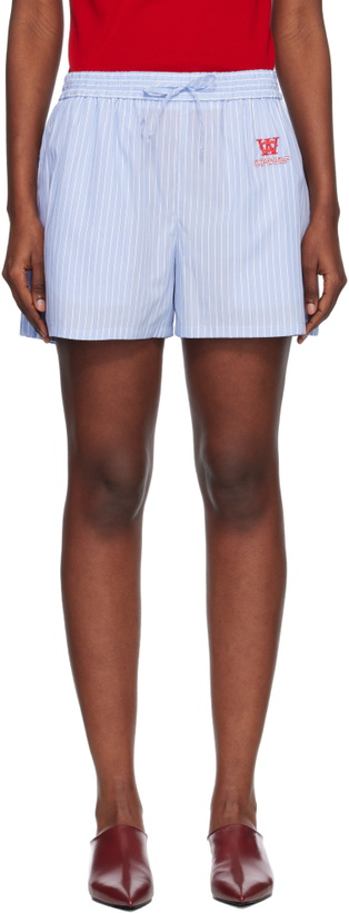Photo: Off-White Blue Striped Poplin Shorts