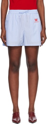 Off-White Blue Striped Poplin Shorts