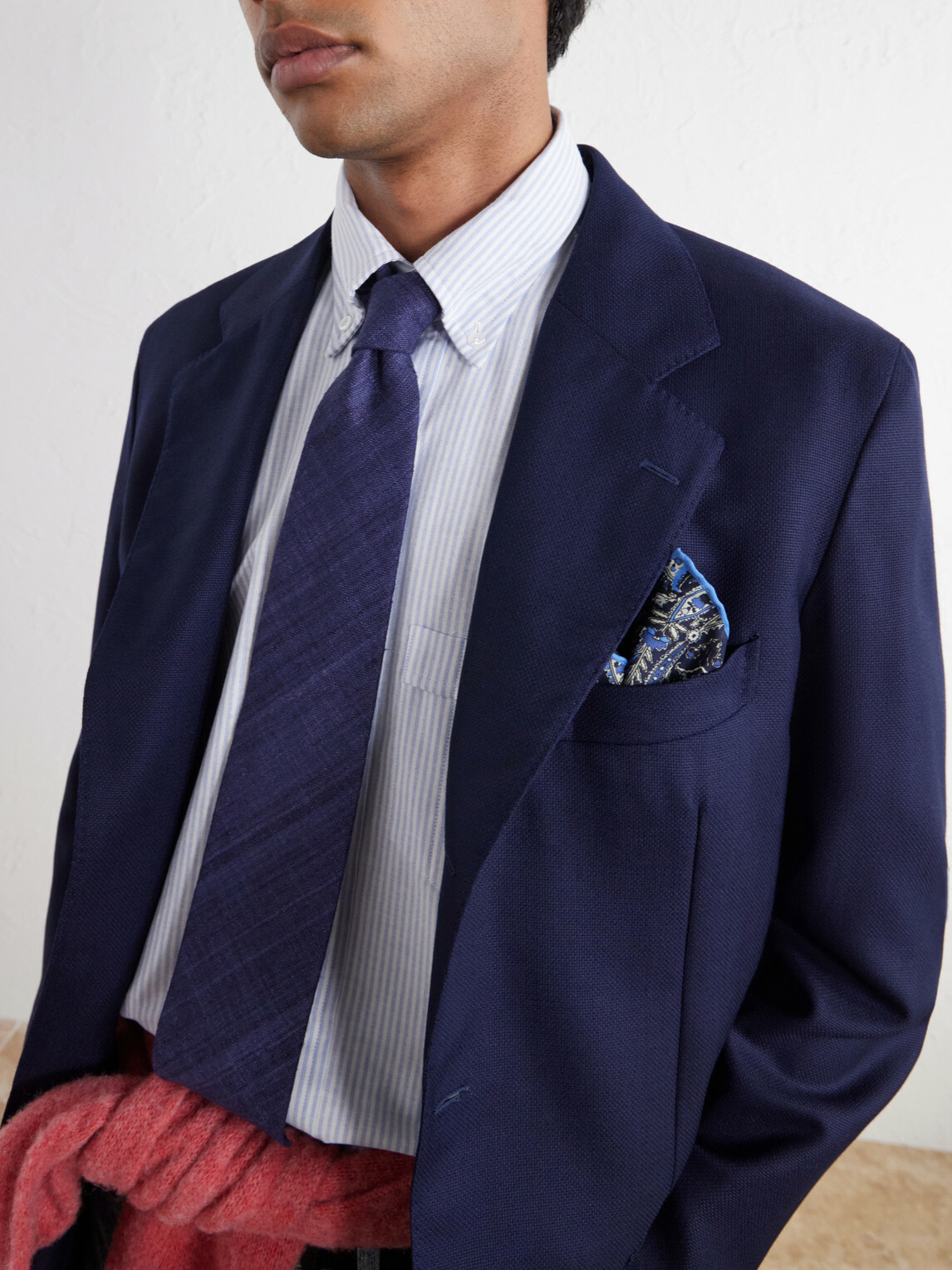 Drake's - Virgin Wool Canvas Blazer - Blue