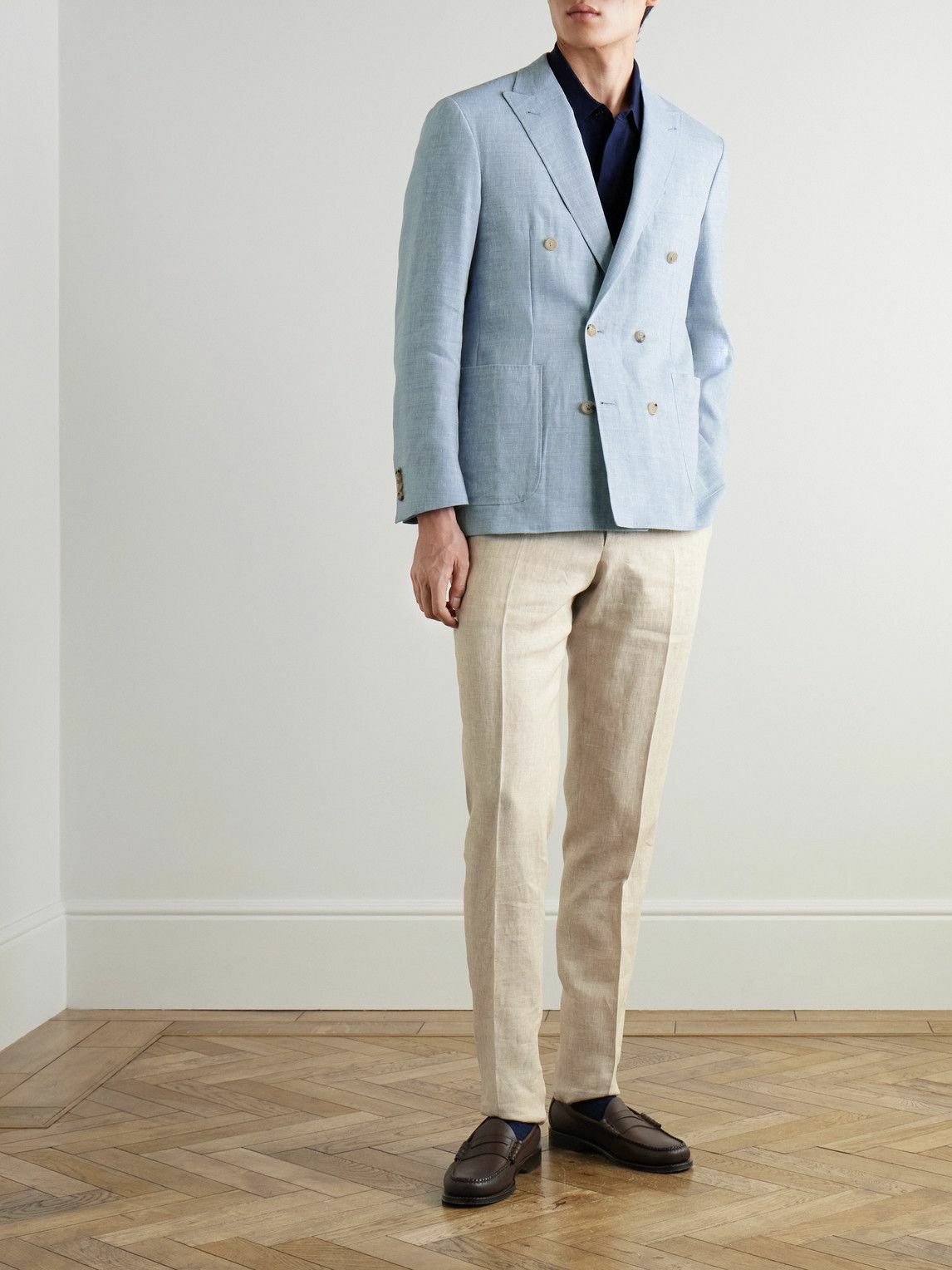 Canali - Slim-Fit Straight-Leg Linen Suit Trousers - Neutrals