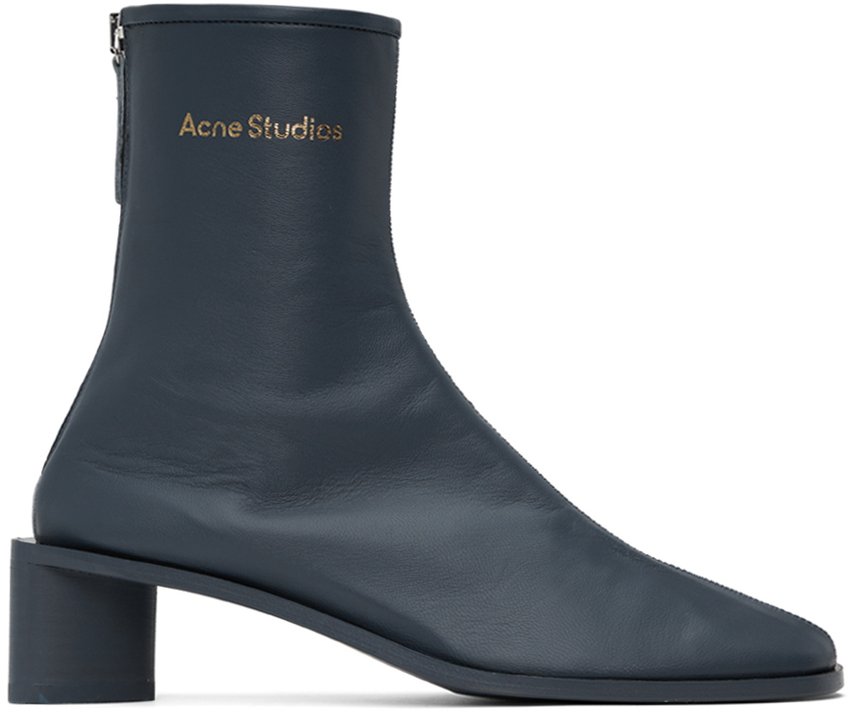 Acne Studios Blue Branded Logo Boots Acne Studios