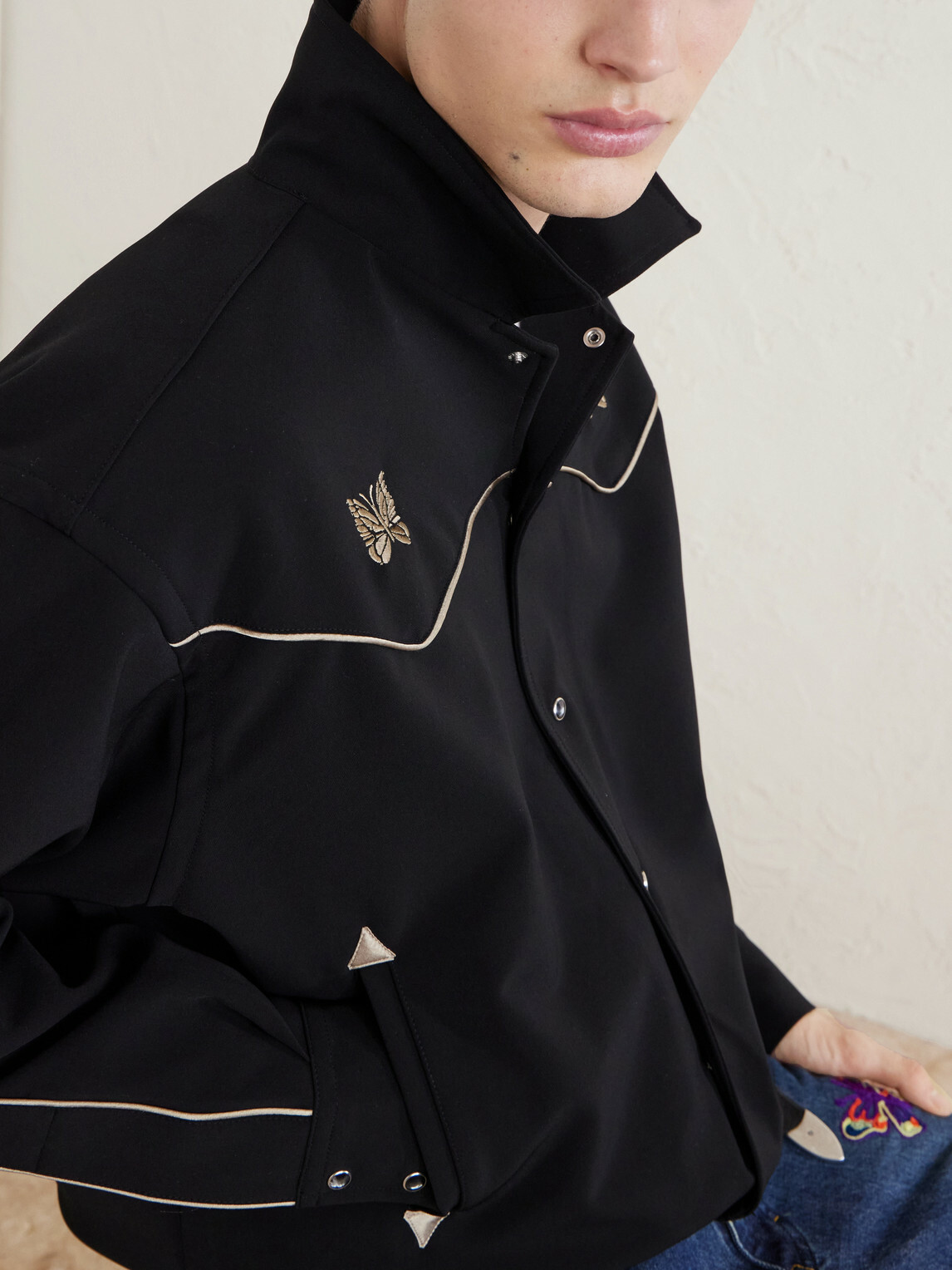 Needles - Piping Cowboy Logo-Embroidered Woven Jacket - Black