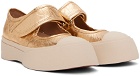 Marni Gold Leather Mary Jane Sneakers