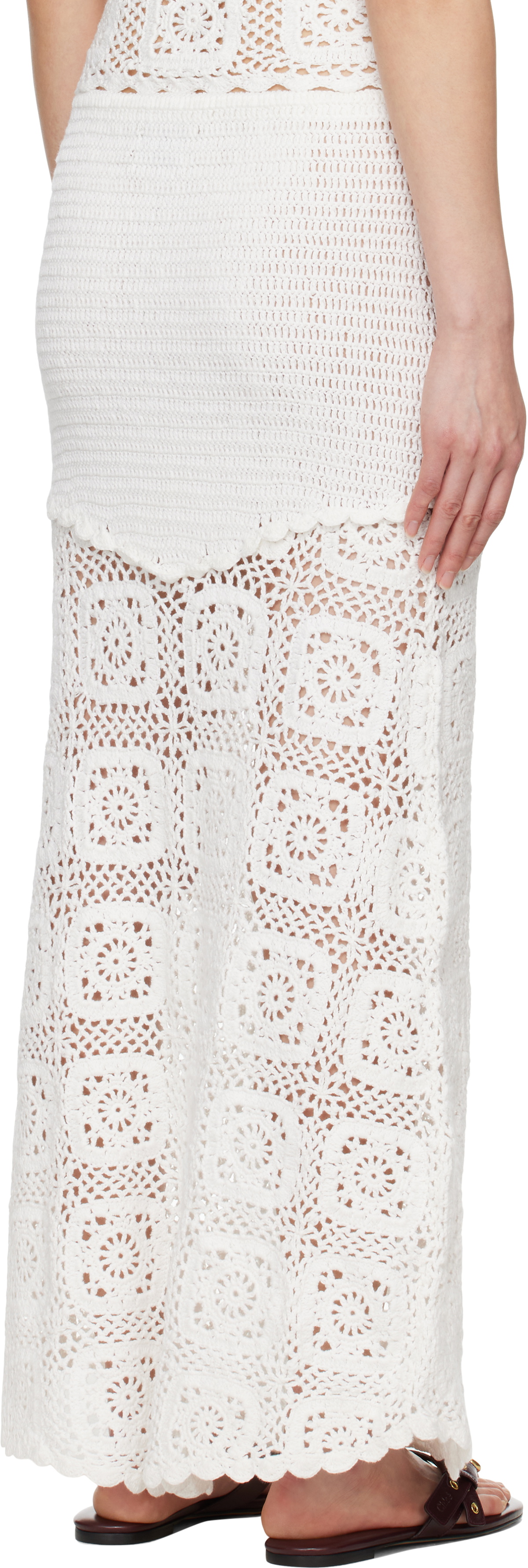 Holzweiler White Rosie Crochet Maxi Skirt