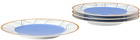 Misette White Grid Dinner Plate Set, 4 pcs