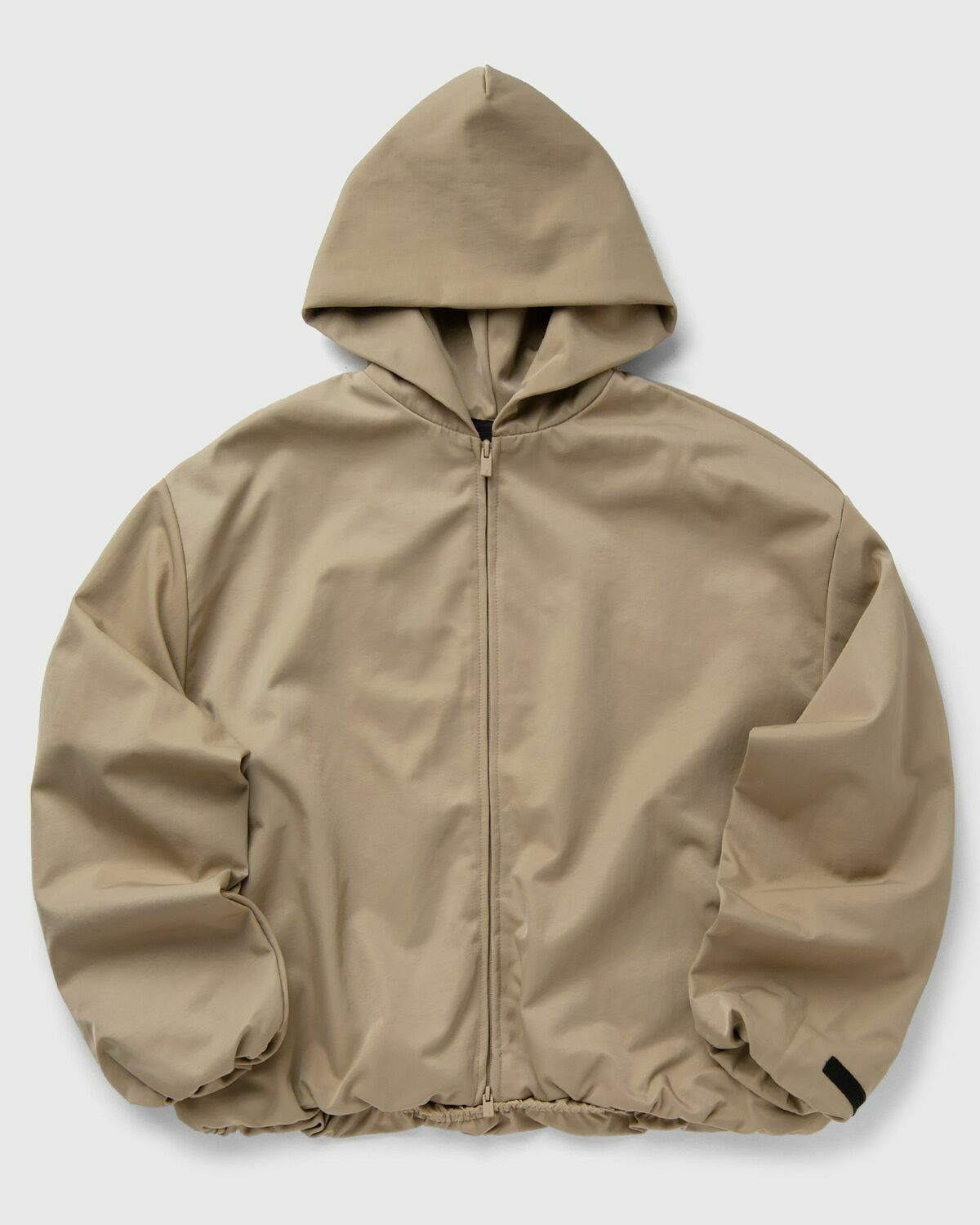 Fear of God Essentials TEXTURED NYLON HOODED BOMBER Beige Womens Bomber Jacket