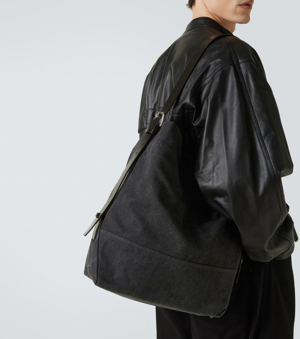 Lemaire Leather-trimmed canvas tote bag Lemaire