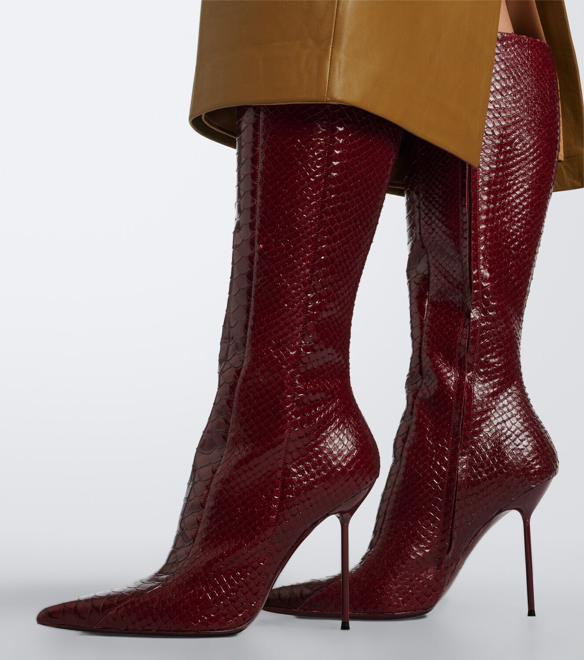Paris Texas Lidia snake-effect leather knee-high boots