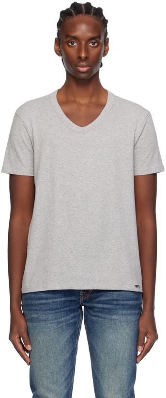 Photo: TOM FORD Gray V-Neck T-Shirt