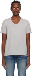 TOM FORD Gray V-Neck T-Shirt