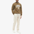 Maison Kitsuné Men's Campus Fox Regular Crew Sweat in Khaki