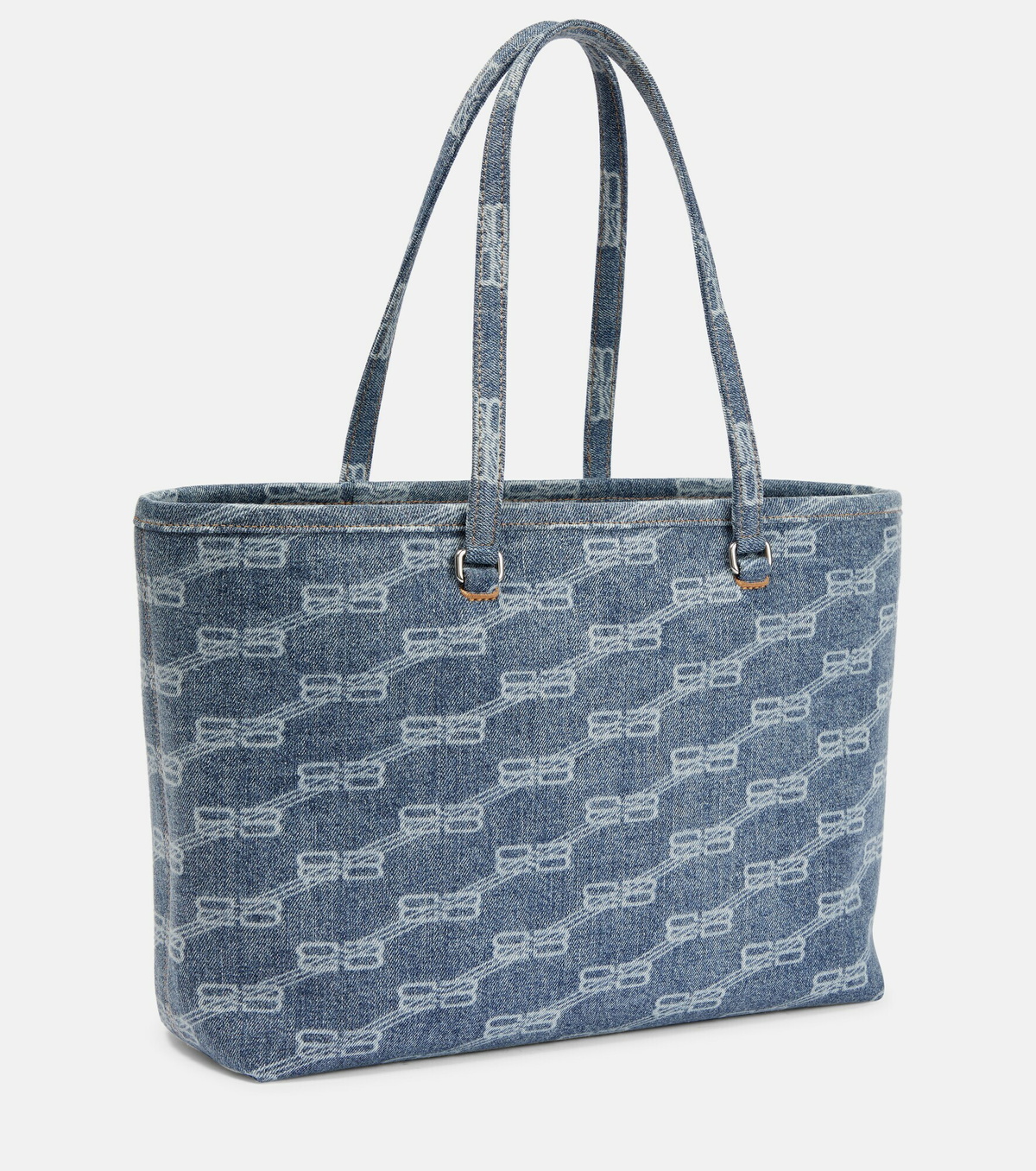 【BALENCIAGA】SIGNATURE MEDIUM 横 SHOPPER BB MONOGRAM デニム Balenciaga Signature Mini East-West Shopper Tote Bag In BB