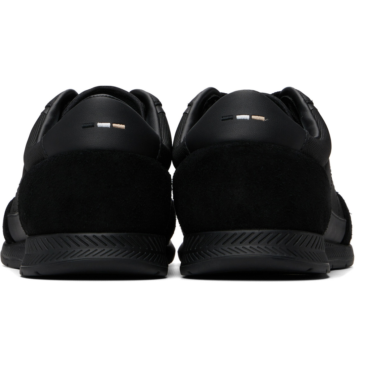 BOSS Black Suede-Trim Ribbed Sole Sneakers