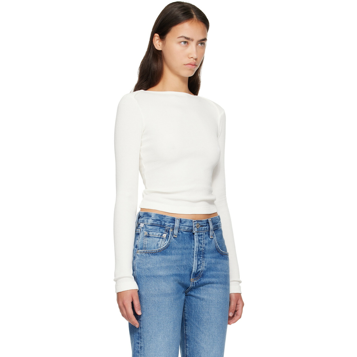 Citizens of Humanity Off-White Waffle Long Sleeve T-shirt