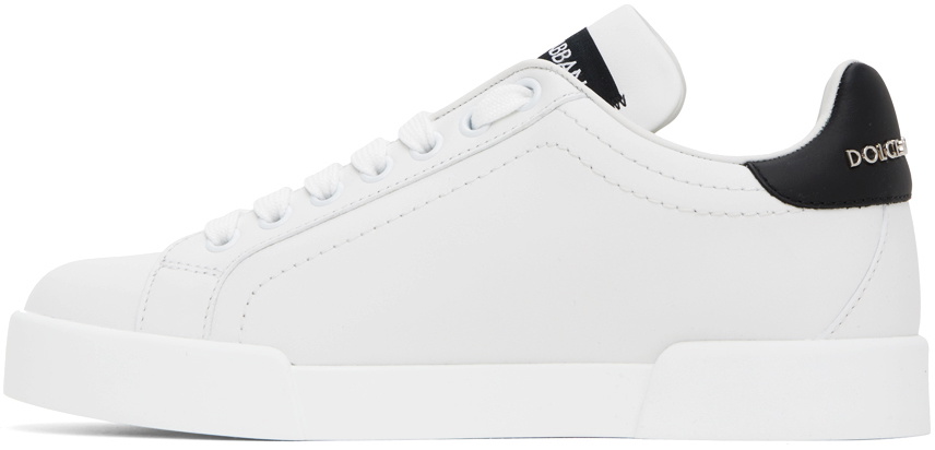 Dolce & Gabbana White & Black Portofino Low Sneakers