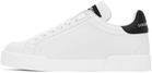 Dolce & Gabbana White & Black Portofino Low Sneakers
