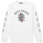 A Bathing Ape Men's Long Sleeve Busy Shark Relaxed Fit T-Shirt in White