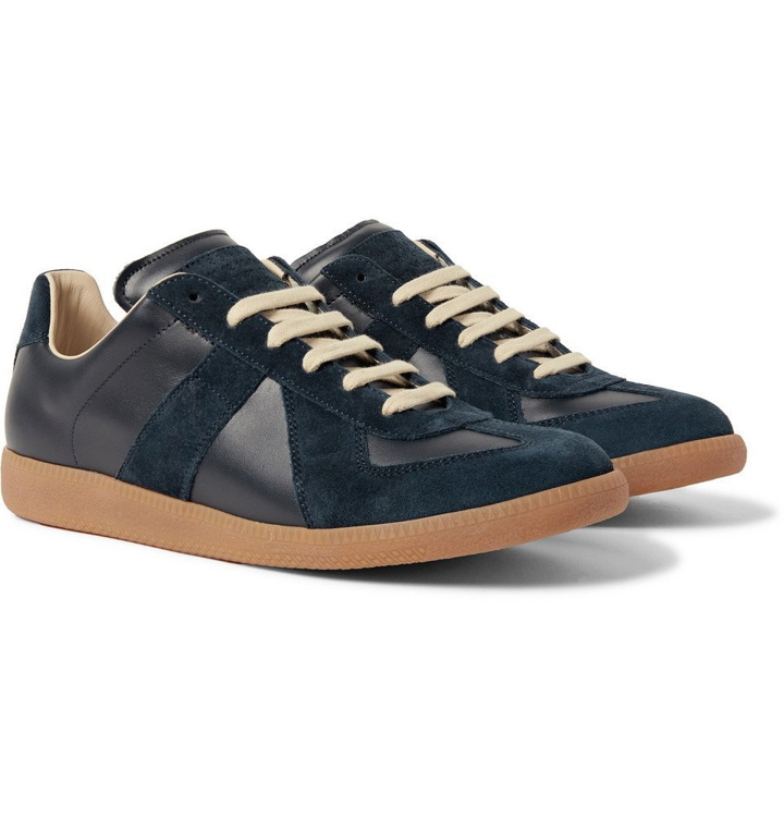 Photo: Maison Margiela - Replica Suede and Leather Sneakers - Men - Navy