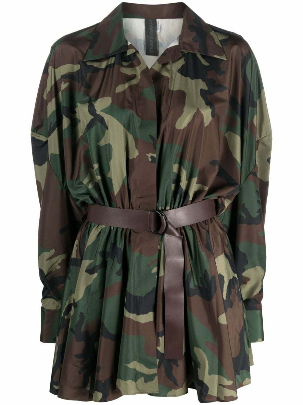NORMA KAMALI - Camouflage Print Short Shirt Dress Norma Kamali