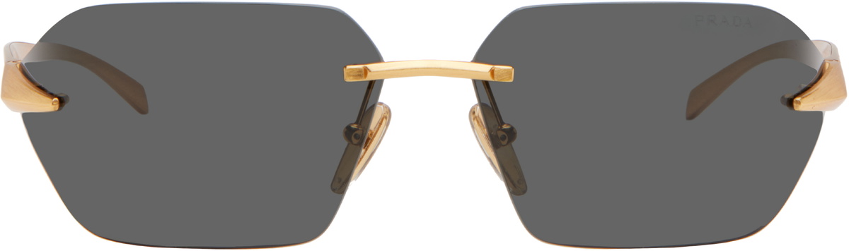 Pravda metal wrap sunglasses Prada Metal & Plastic Rectangle Sunglasses - Bergdorf Goodman main image 3
