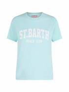MC2 Saint Barth Woman Cotton Jersey Crewneck T-shirt Emilie With St. Barth Beach Club Print
